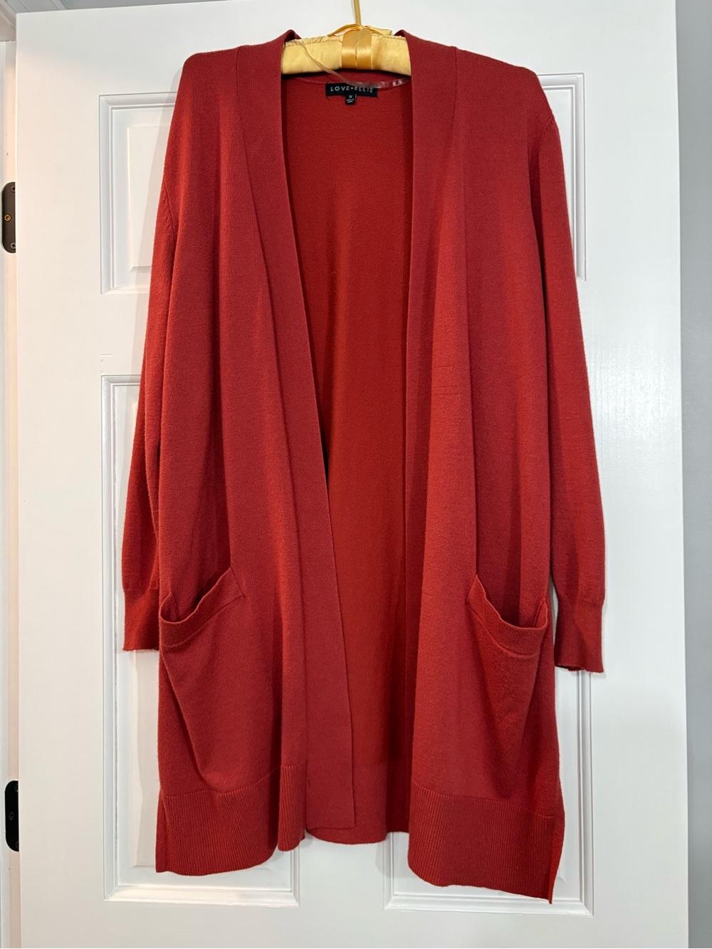 Love Ellie Burnt Orange Open-Front Long Cardigan with Pockets Size 1X